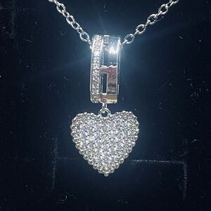 Silver Sparkling Heart Pendant Necklace
